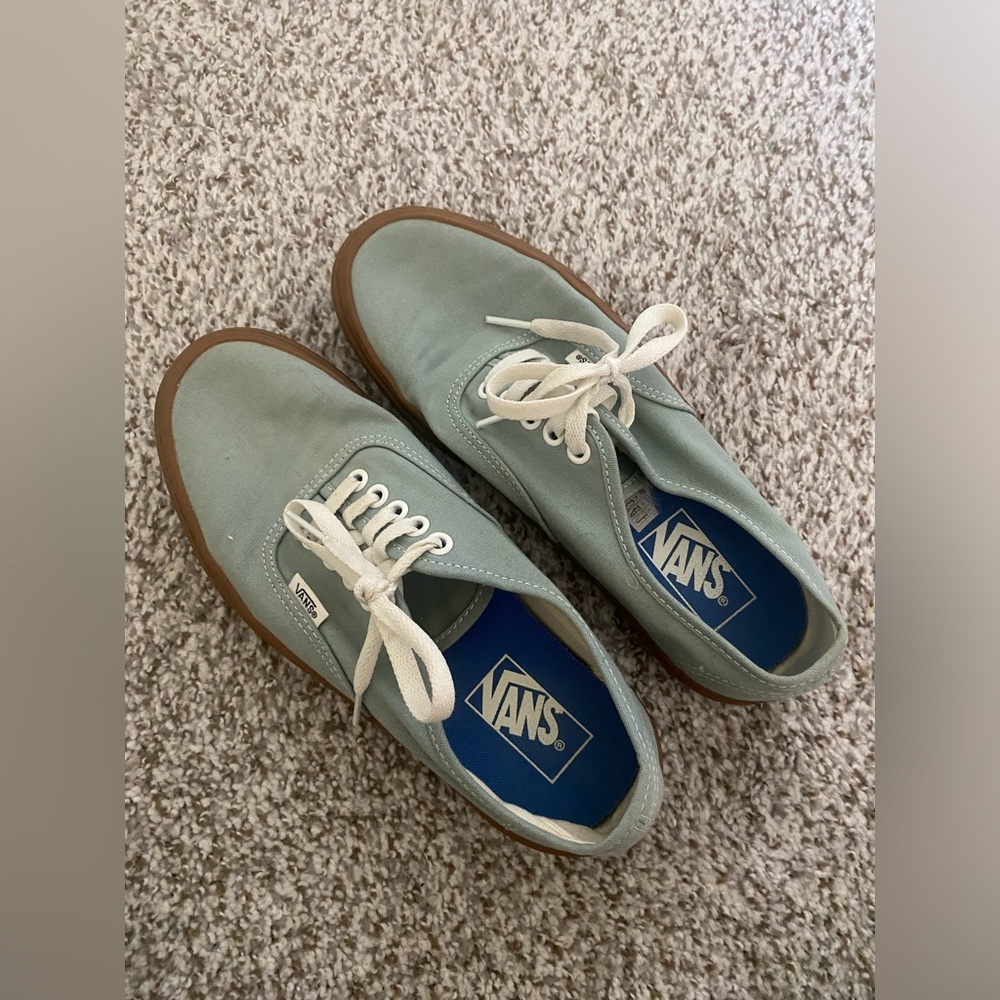 Vans authentic light teal/brown